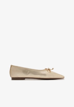 Arissa Gold Leather Ballet Flat Sleek Profile Shoes Practical Comfort