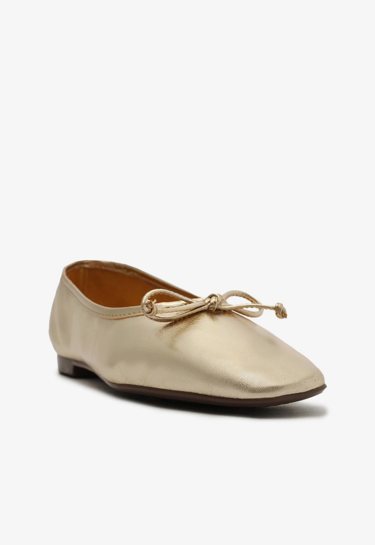 Arissa Gold Leather Ballet Flat Chic Minimalist