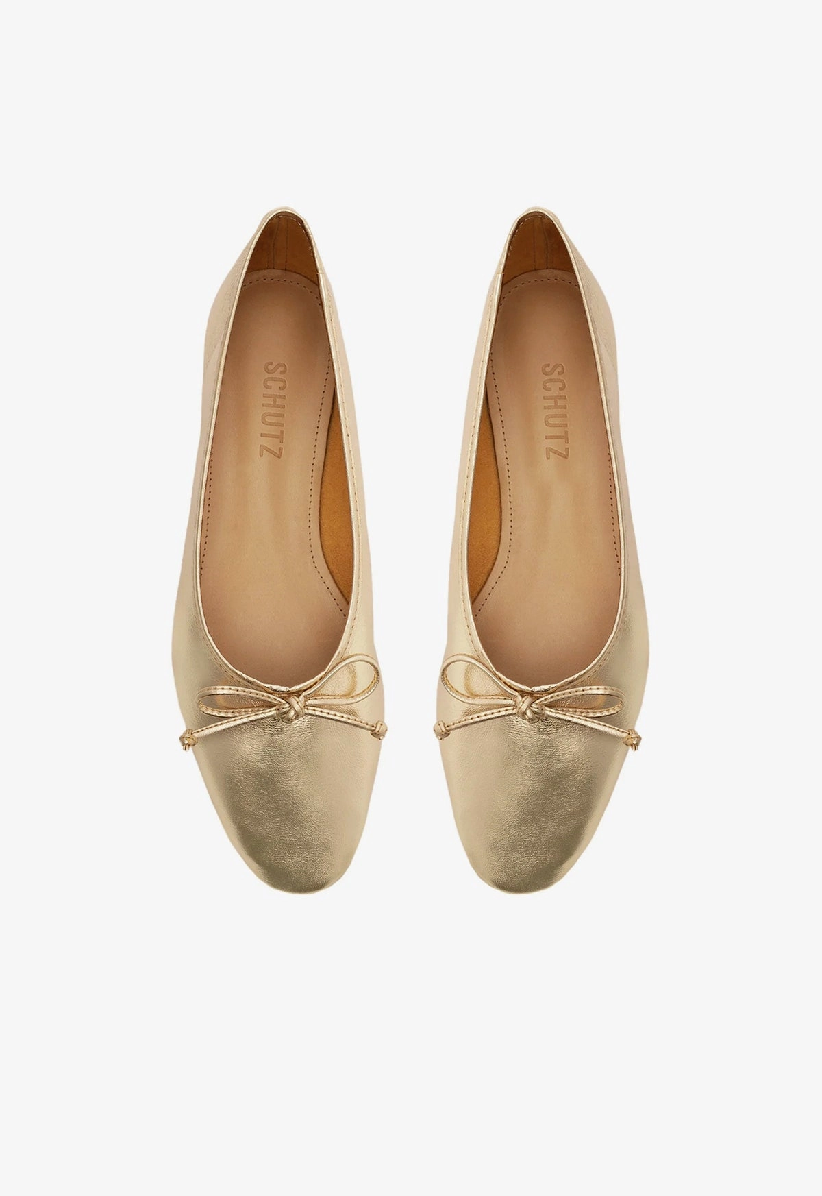 Arissa Gold Leather Ballet Flat Chic Minimalist