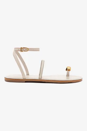 Biarritz Flat Sandal In Ivory Leather Practical Comfort Easy Fit
