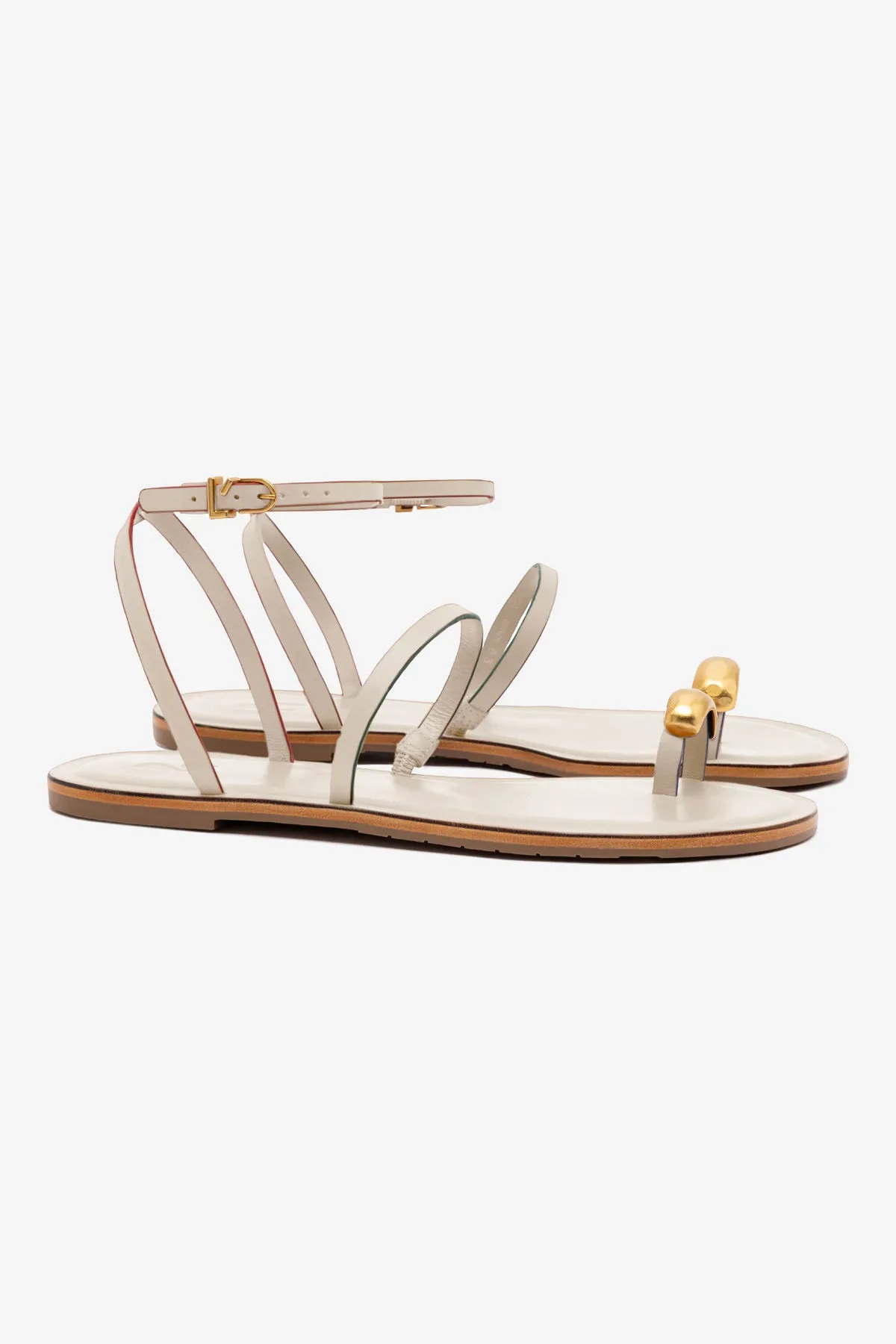 Biarritz Flat Sandal In Ivory Leather Arch support