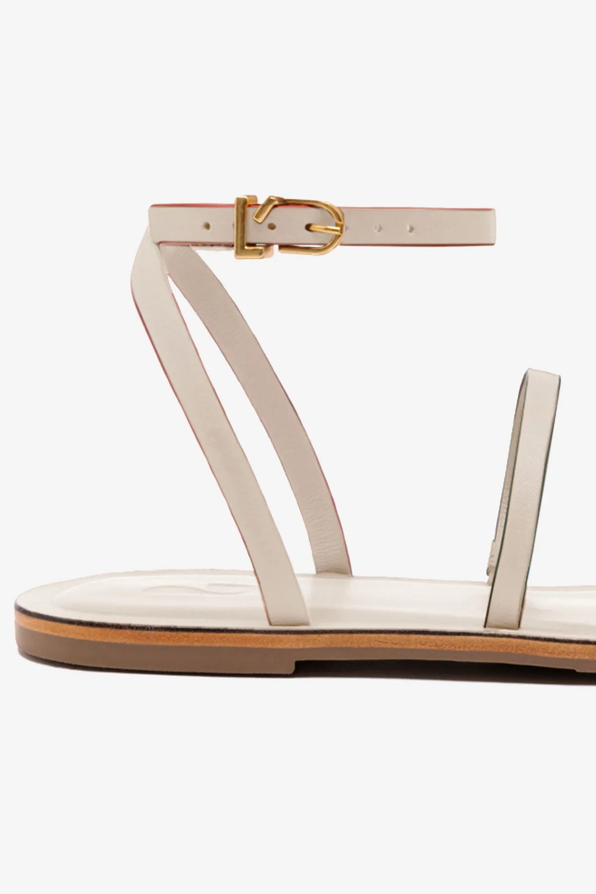 Biarritz Flat Sandal In Ivory Leather Arch support