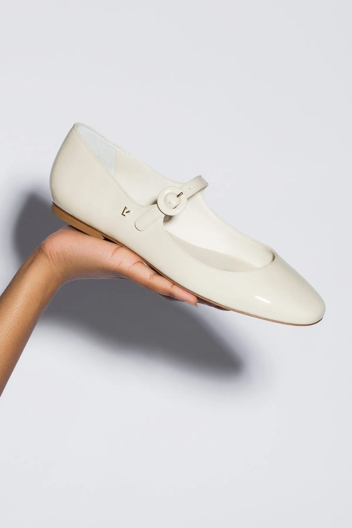 Blair Ballet Flat In Ivory Patent Leather Everyday Luxury