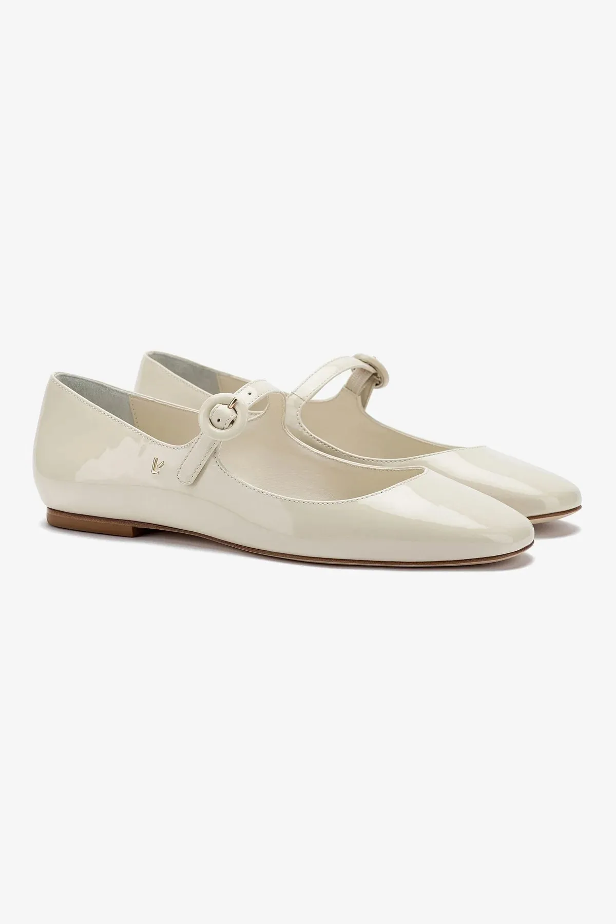 Blair Ballet Flat In Ivory Patent Leather Everyday Luxury