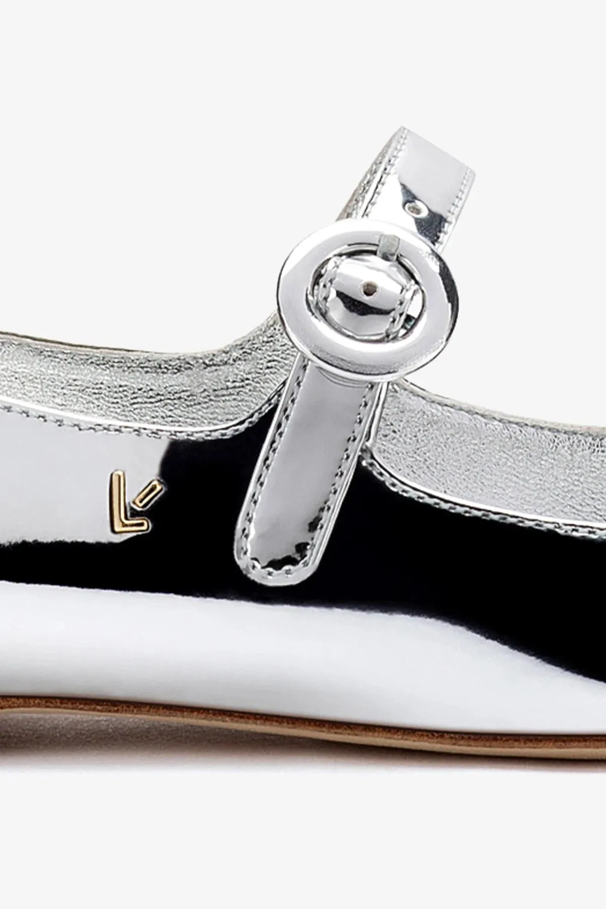 Blair Ballet Flat In Silver Specchio Road-Tested