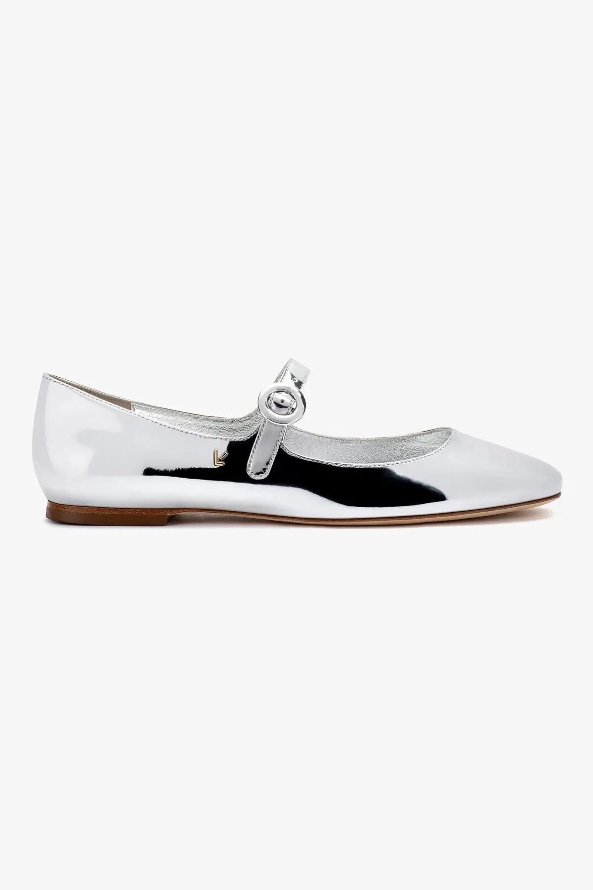 Cozy Design Blair Ballet Flat In Silver Specchio
