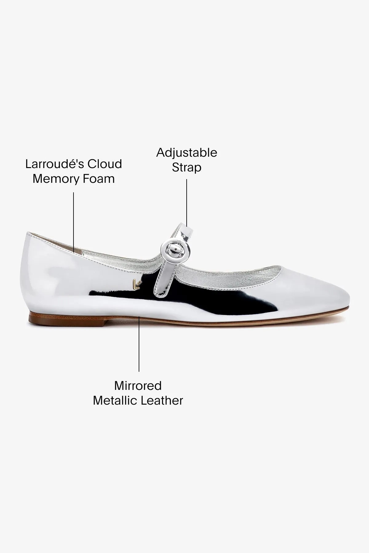 Blair Ballet Flat In Silver Specchio Road-Tested