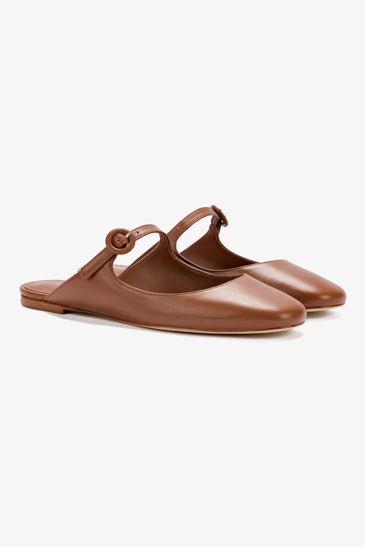 Blair Flat Mule In Caramel Leather Stylish Walk