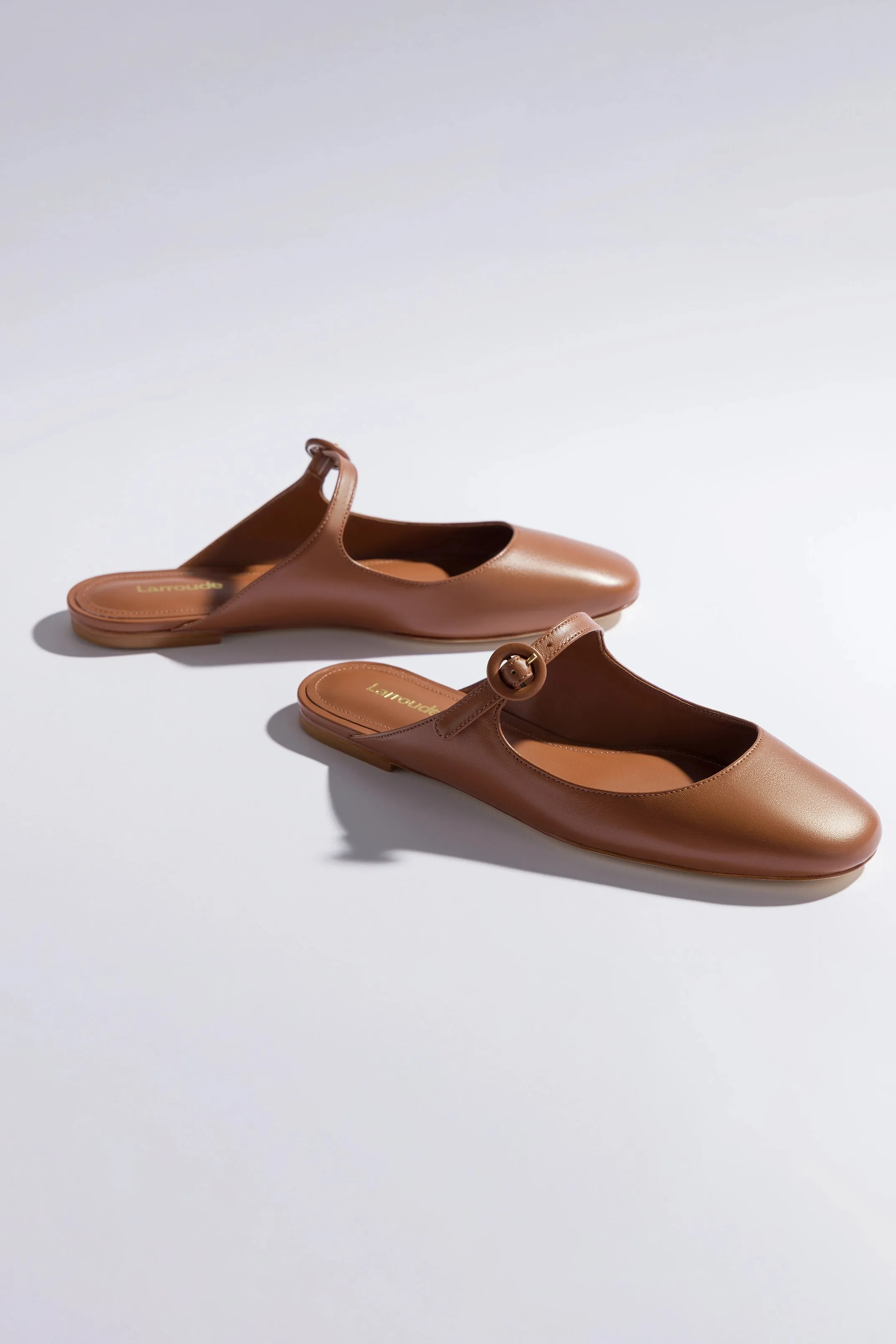 Blair Flat Mule In Caramel Leather Stylish Walk