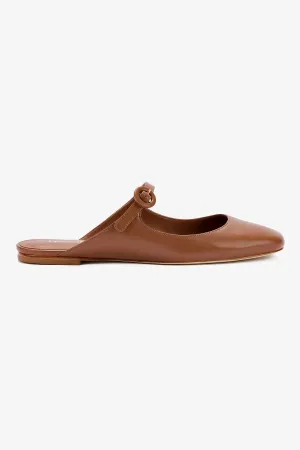 Blair Flat Mule In Caramel Leather Breathable Shoe Design Easy Style Footwear