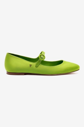 Easy Wear Footwear Breathable Shoe Design Blair Ballet Flat In Kiwi Satin