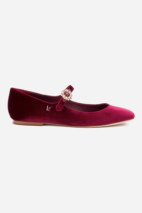Blair Ballet Flat In Wine Velvet Travel Friendly Footwear