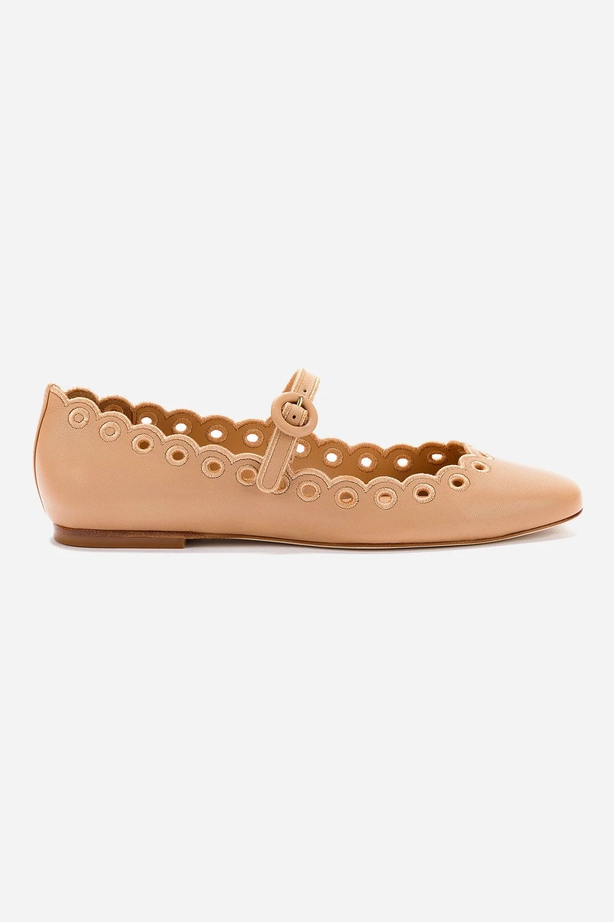 simple design Blair Broderie Ballet Flat In Tan Leather