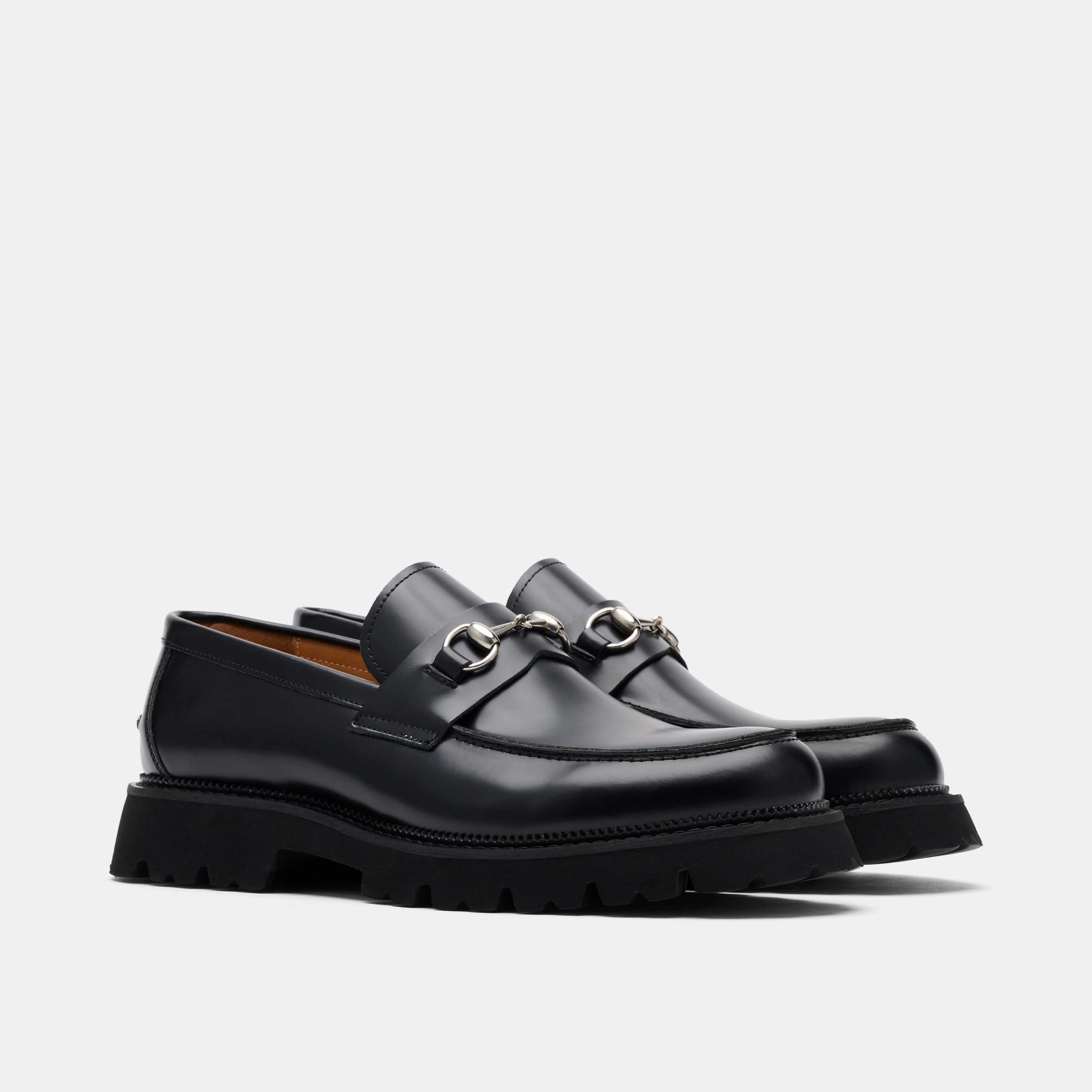 Blake Black Leather Lug Bit Loafers Slip Resistant