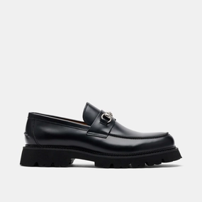 Versatile Design Blake Black Leather Lug Bit Loafers