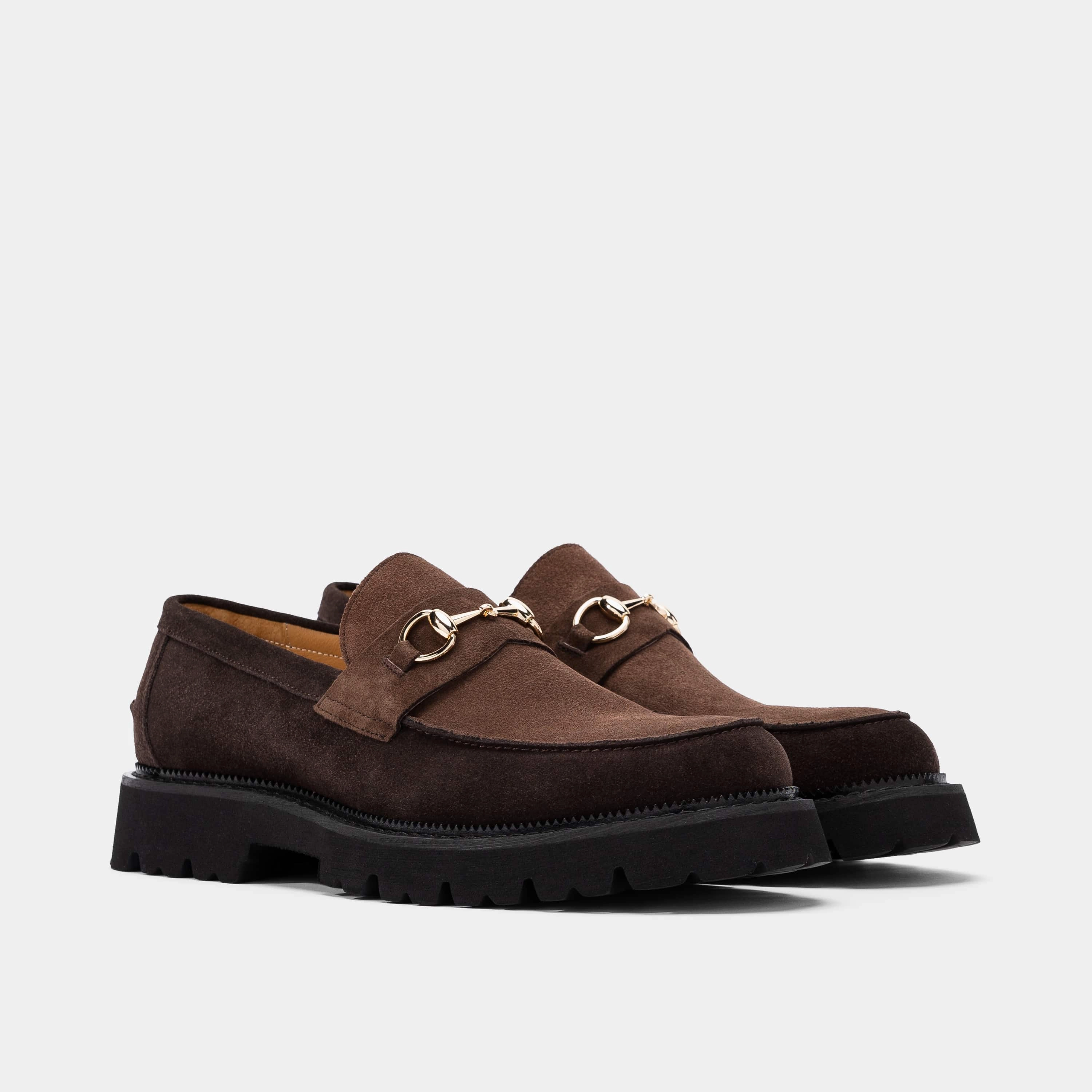 Blake Triple Brown Suede Lug Bit Loafers Contemporary Style