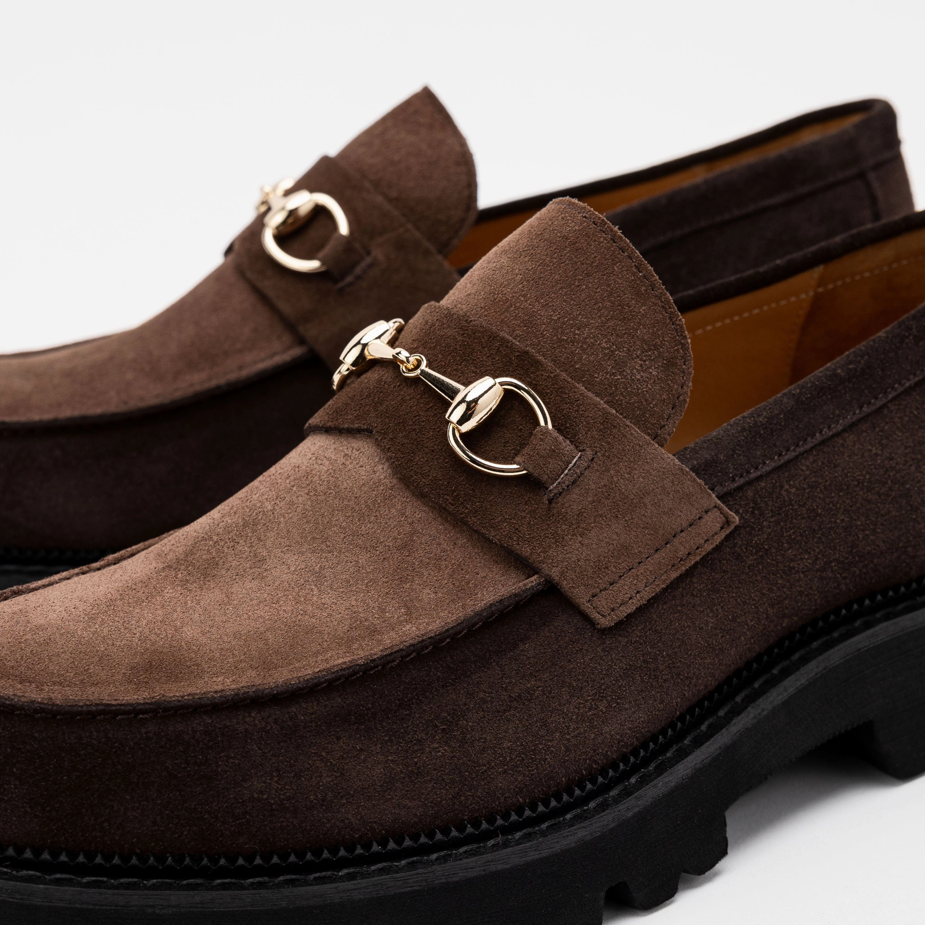 Blake Triple Brown Suede Lug Bit Loafers Contemporary Style