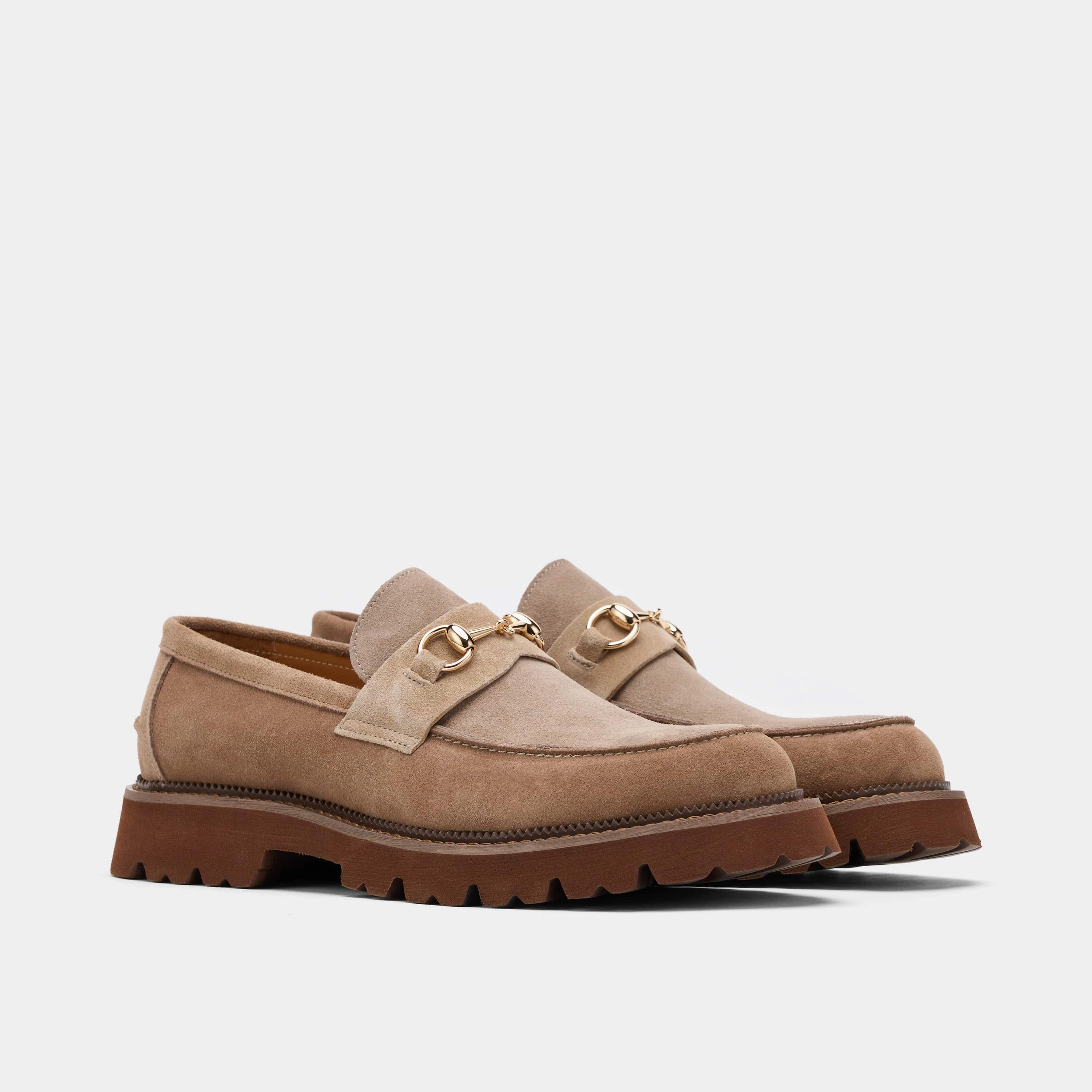 Blake Triple Tan Suede Lug Bit Loafers Step Easy