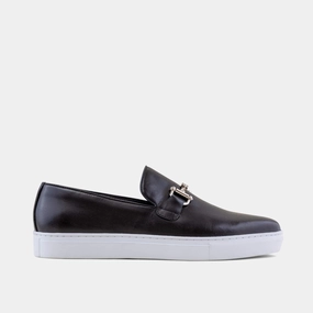 Boardwalk Black Leather Horse-Bit Sneakers All Day Wear