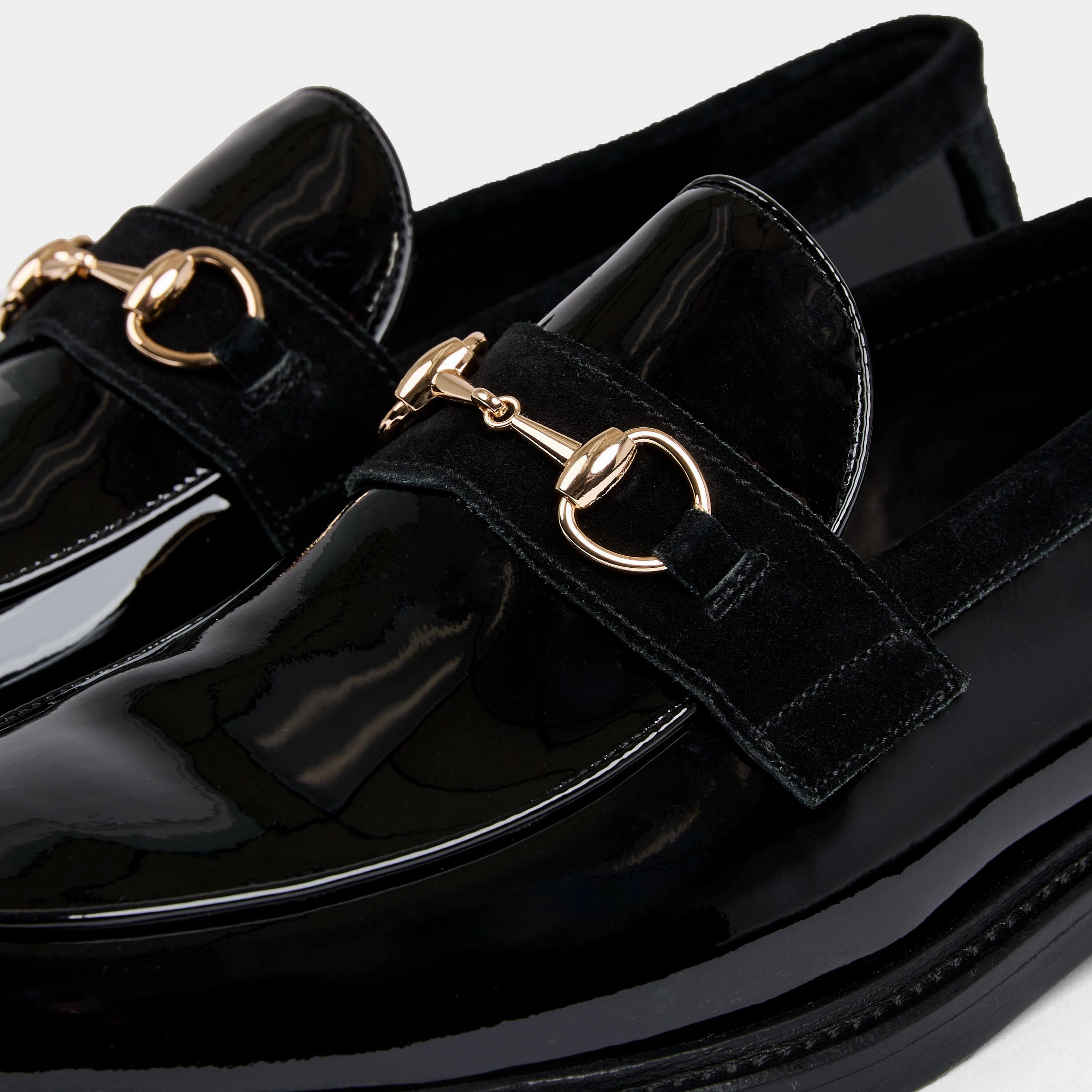 Boardwalk Black Patent Leather Horse-Bit Loafers All-terrain