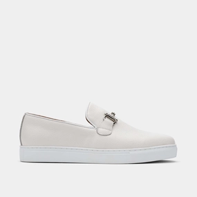 Boardwalk White Leather Horse-Bit Sneakers Cloud Path