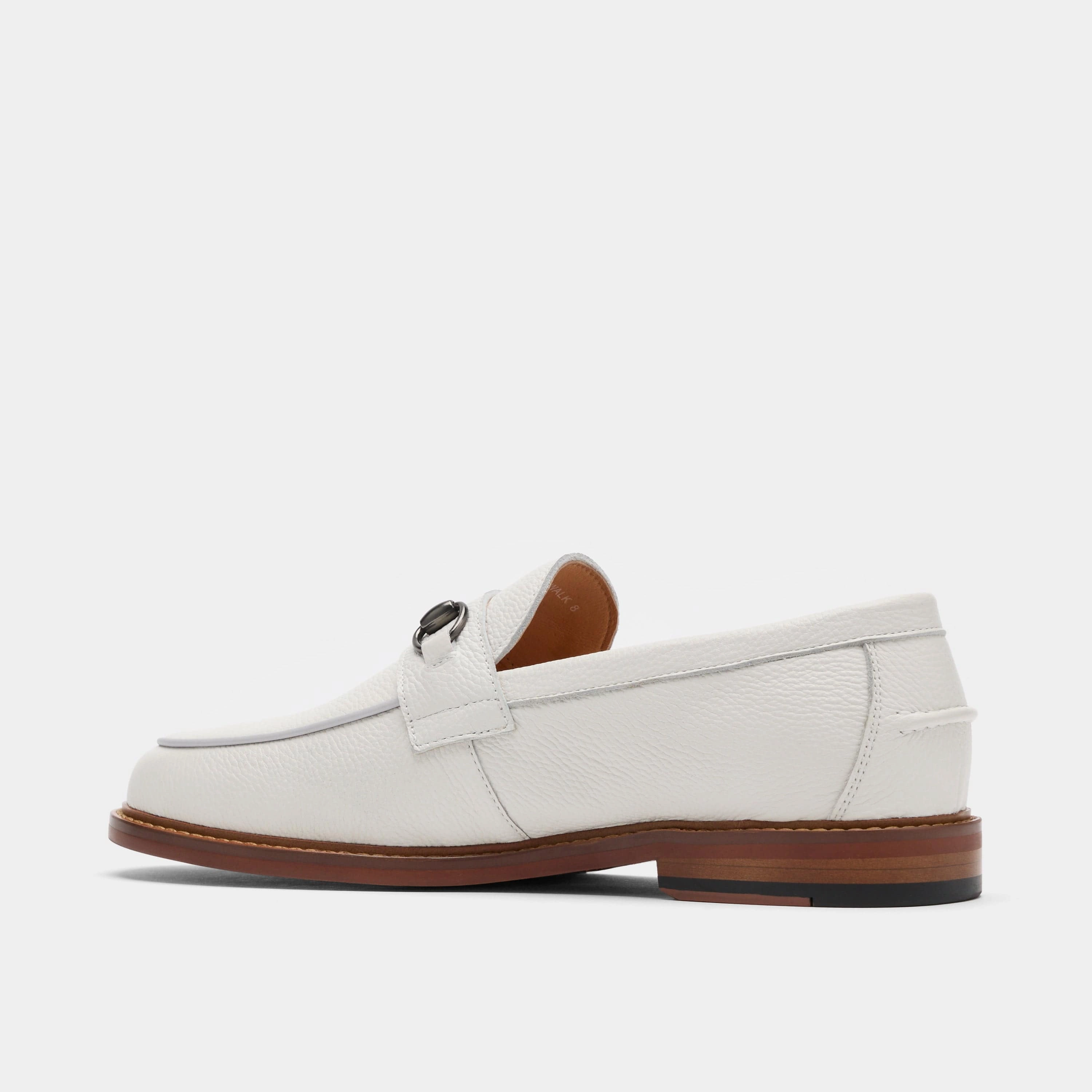 Boardwalk White Pebble Leather Horse-Bit Loafers Superior Comfort
