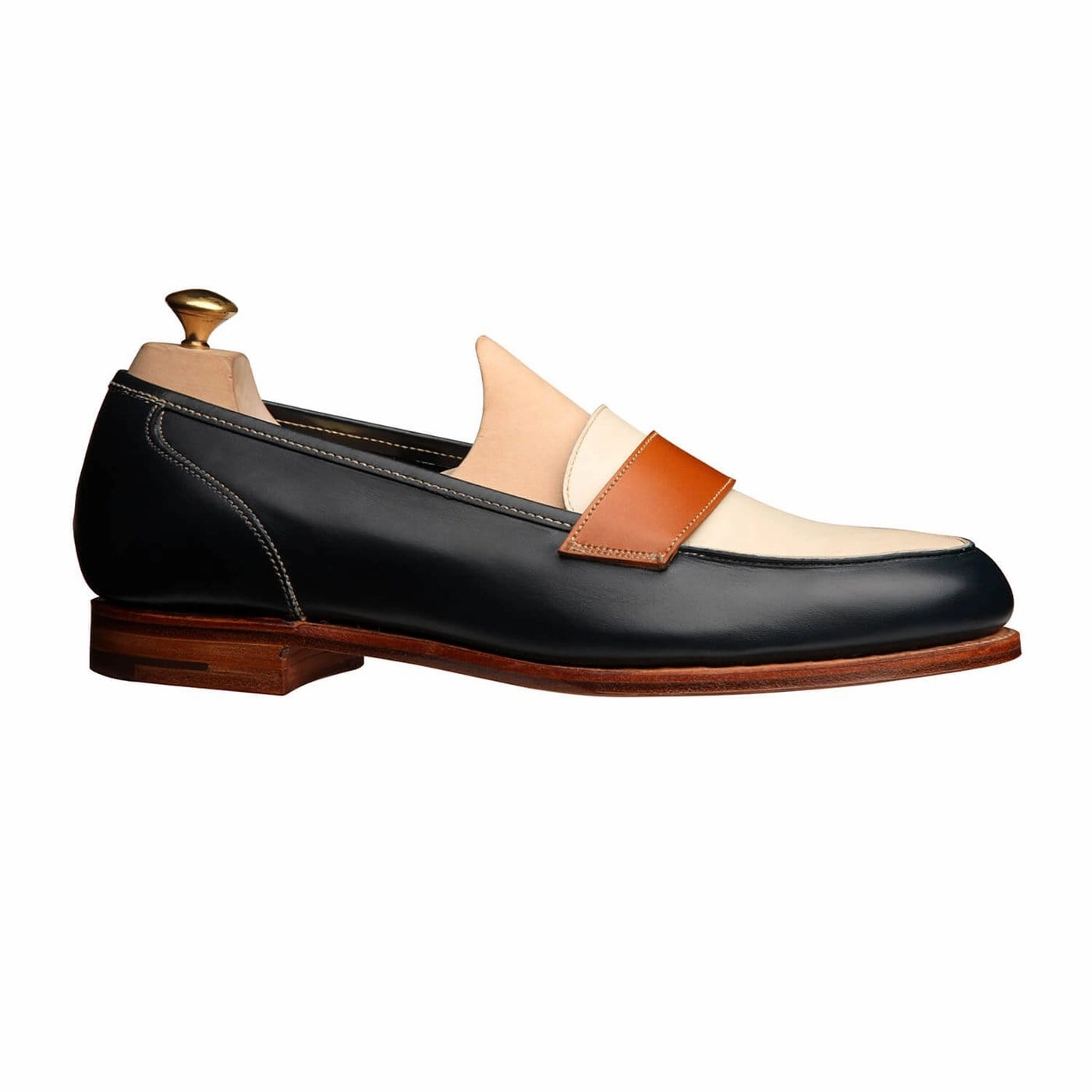 Business Ready Clare Navy, Ivory & Tan Burnished Calf
