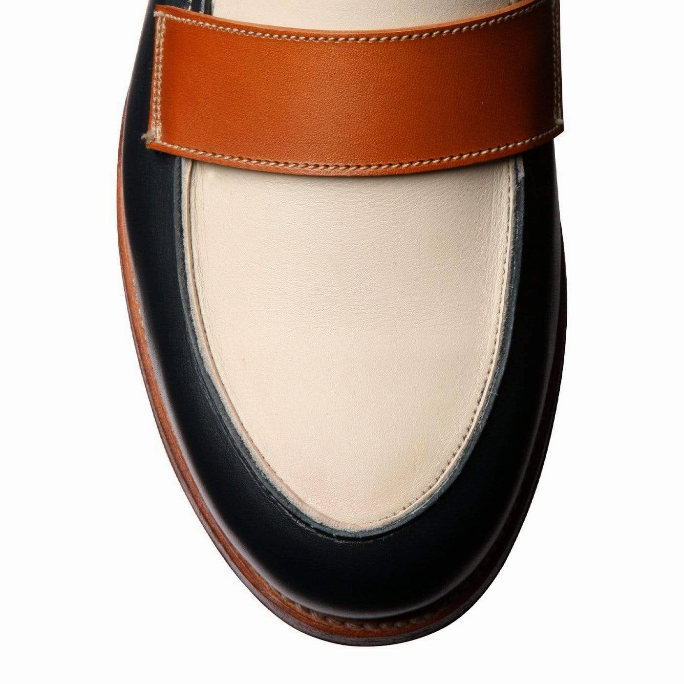 Business Ready Clare Navy, Ivory & Tan Burnished Calf