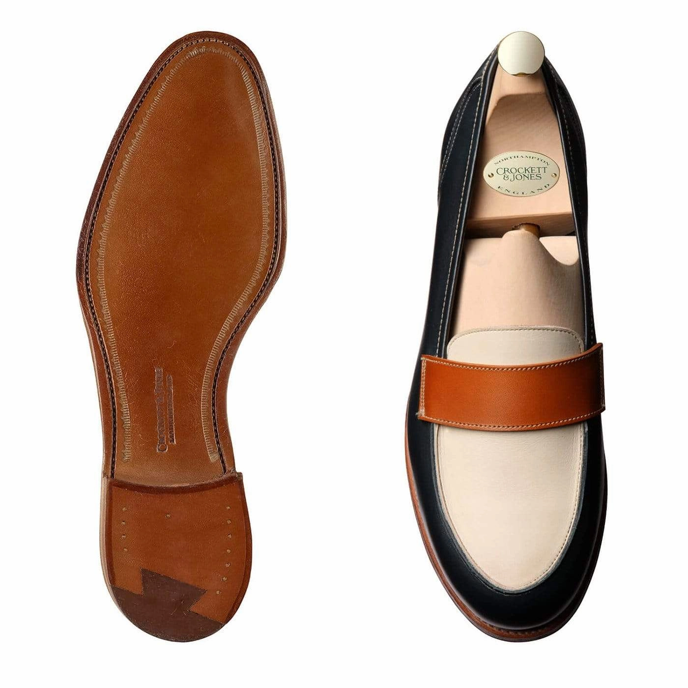 Business Ready Clare Navy, Ivory & Tan Burnished Calf