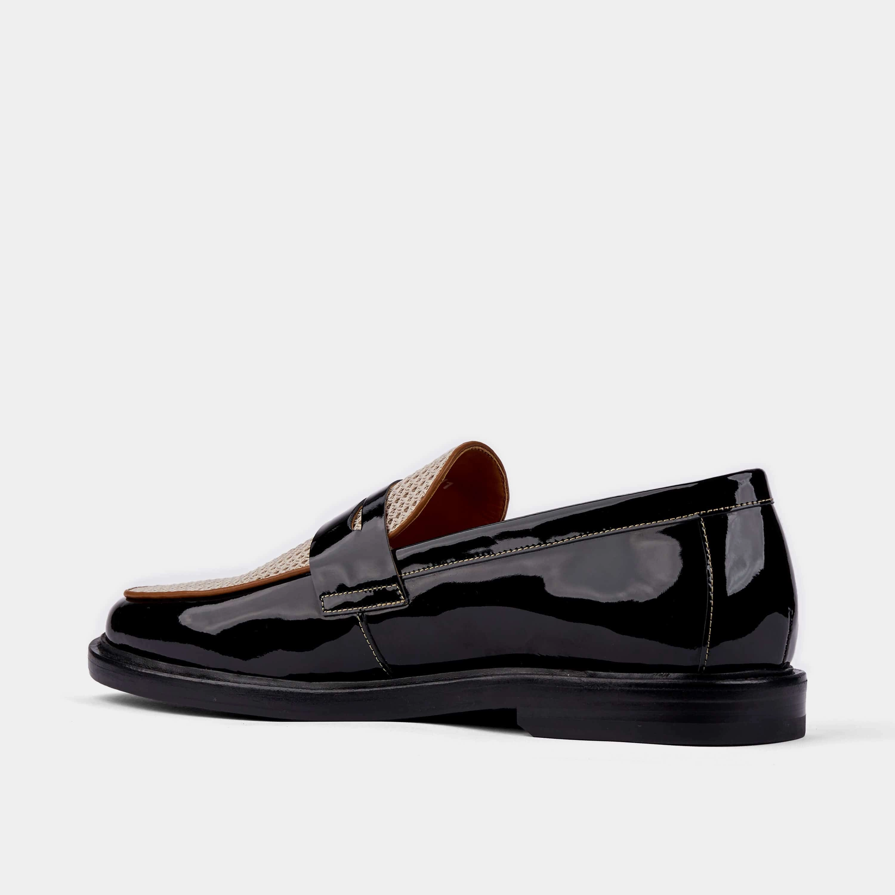 Calum Black/White Leather Penny Loafers Breathable Leather
