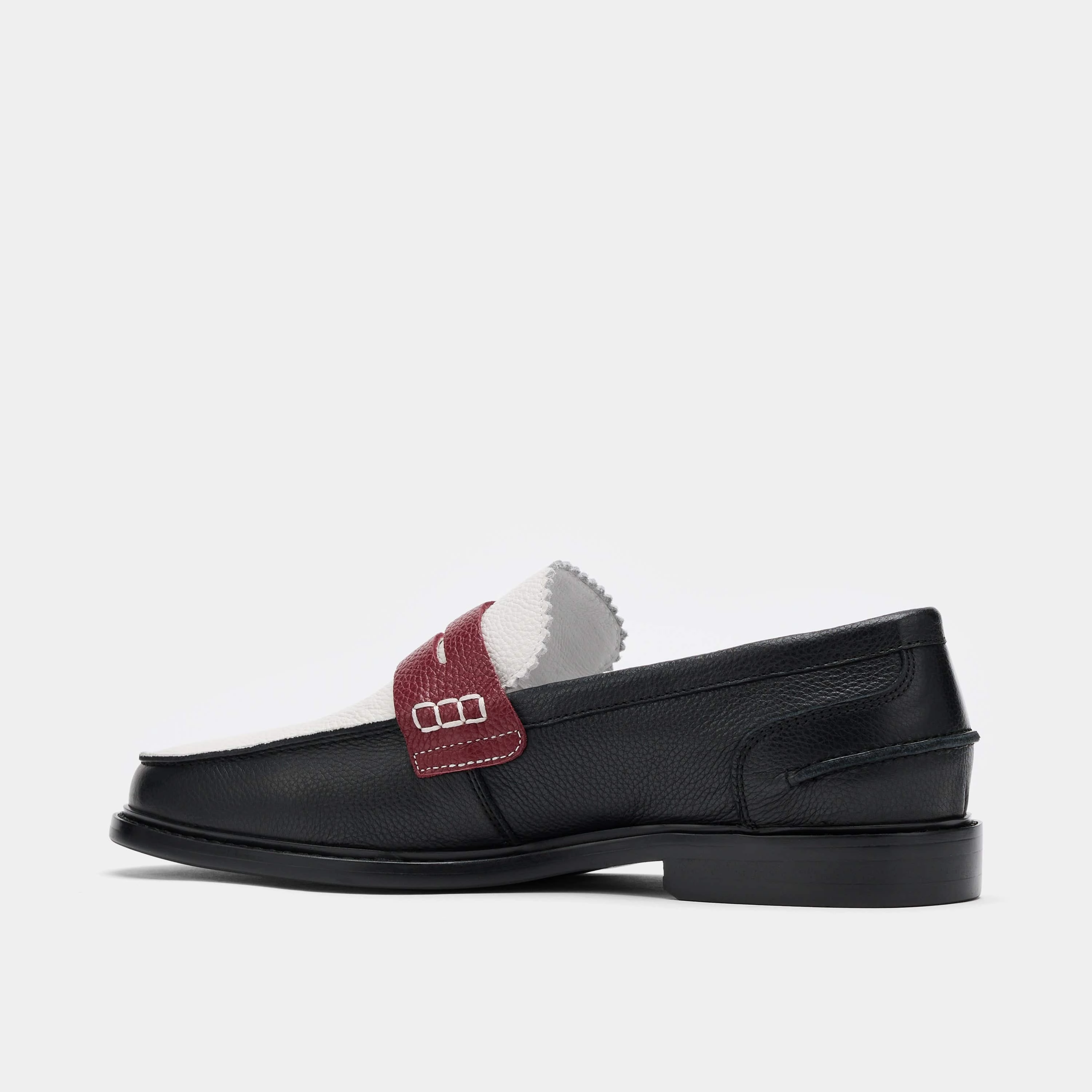 Calum Black/White/Red Leather Penny Loafers Smart Design