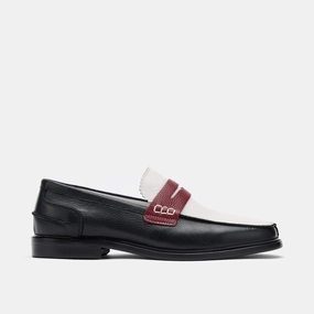Calum Black/White/Red Leather Penny Loafers Gentle Support Street Breeze