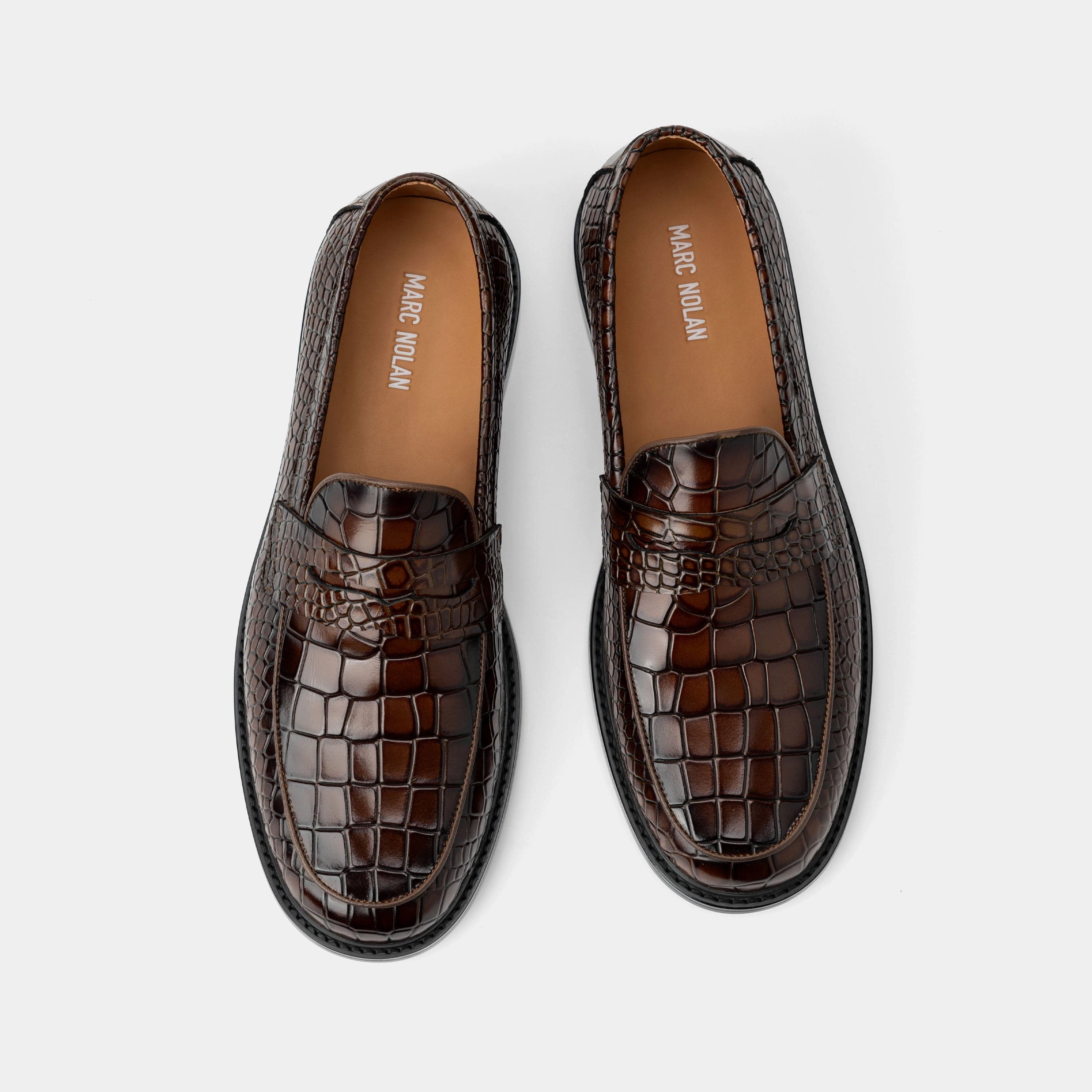 Calum Brown Crocskin Leather Penny Loafers Stylish Footwear