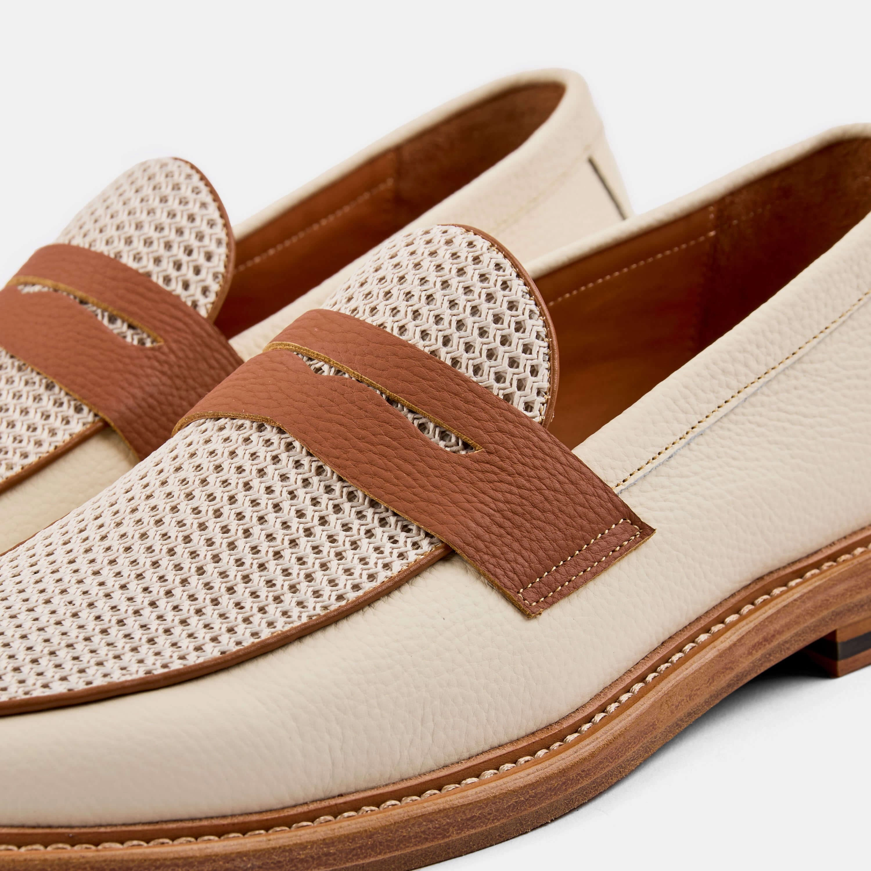Calum Cream Leather Penny Loafers Trendy Appeal