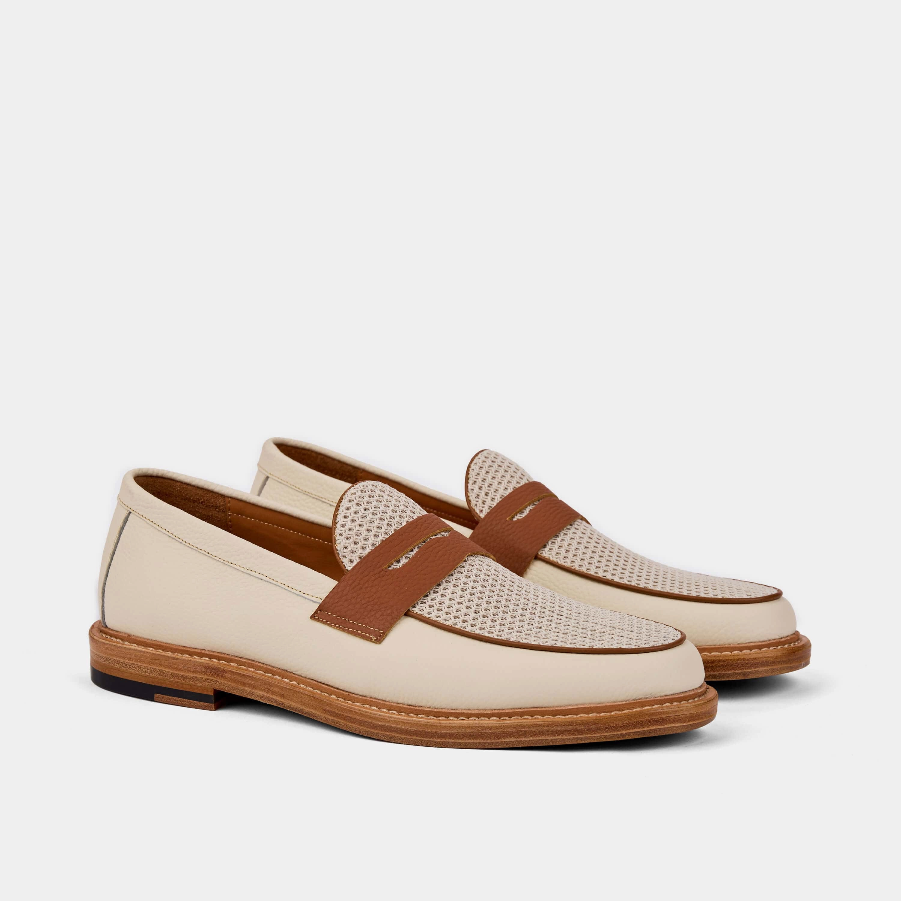 Calum Cream Leather Penny Loafers Trendy Appeal