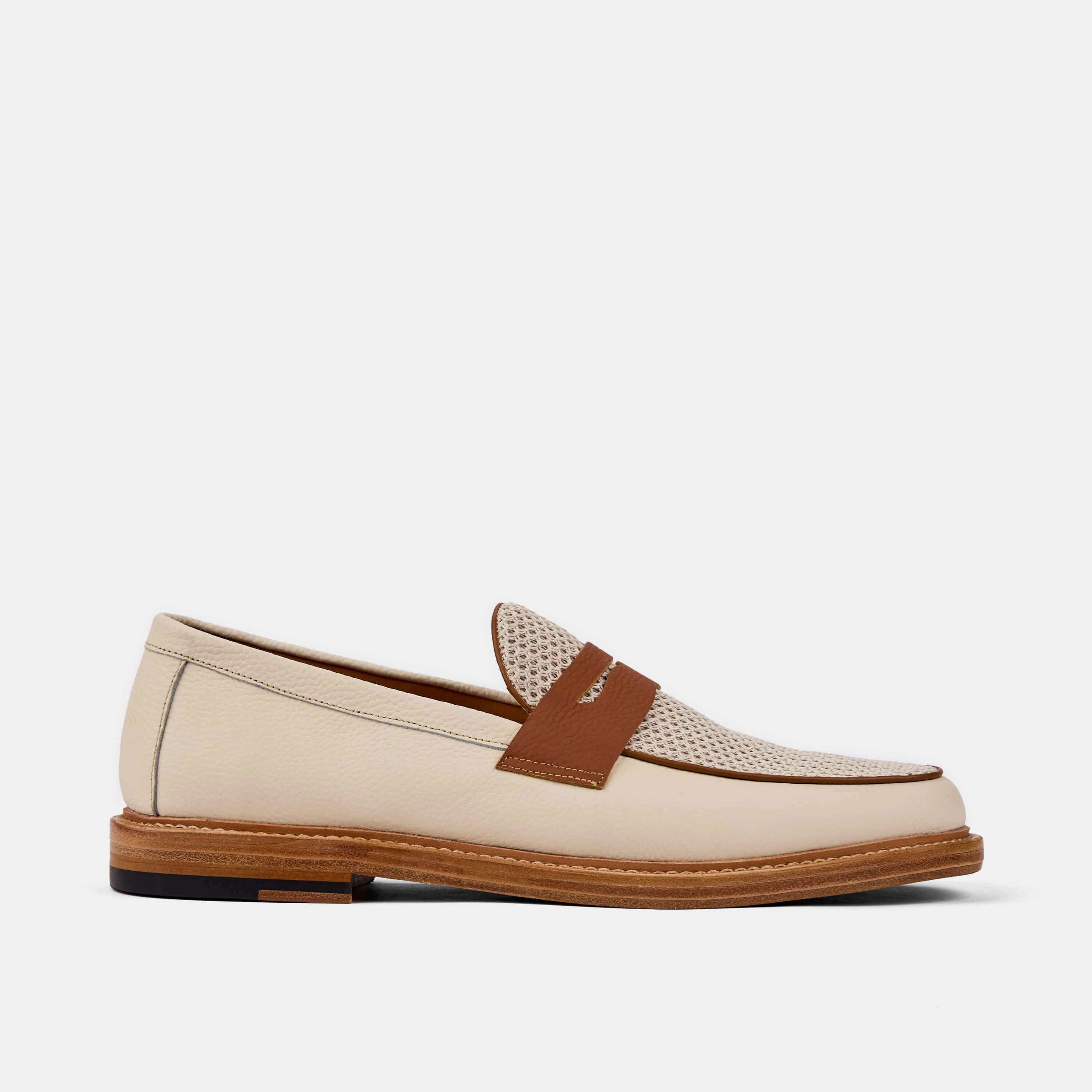 Summer Wear Autumn Style Calum Cream Leather Penny Loafers