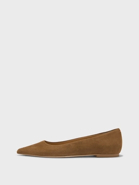 Cassy Pointed-Toe Suede Flats Moisture Wicking Fabric
