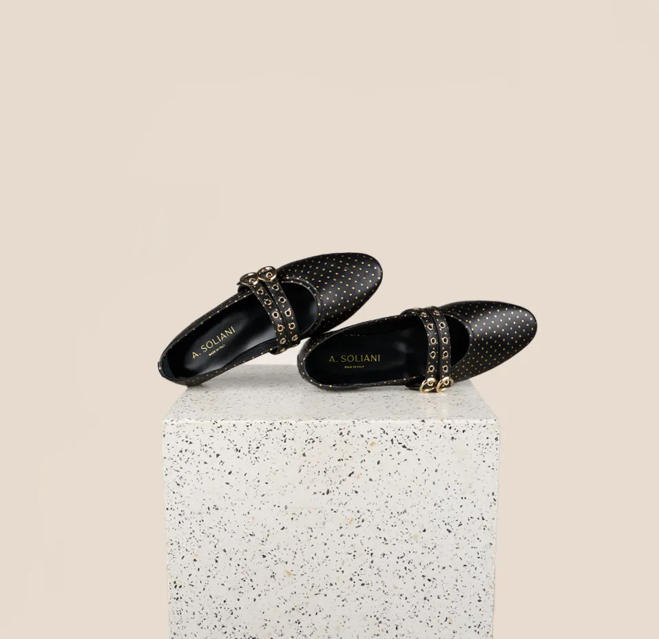 Como 2 Buckle -Dotted Gold Shock Absorbing Footwear Fashion Ease Shoes
