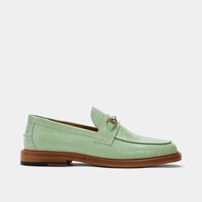 Boardwalk Mint Croc Leather Horse-Bit Loafers Casual Shoes Trendy Appeal