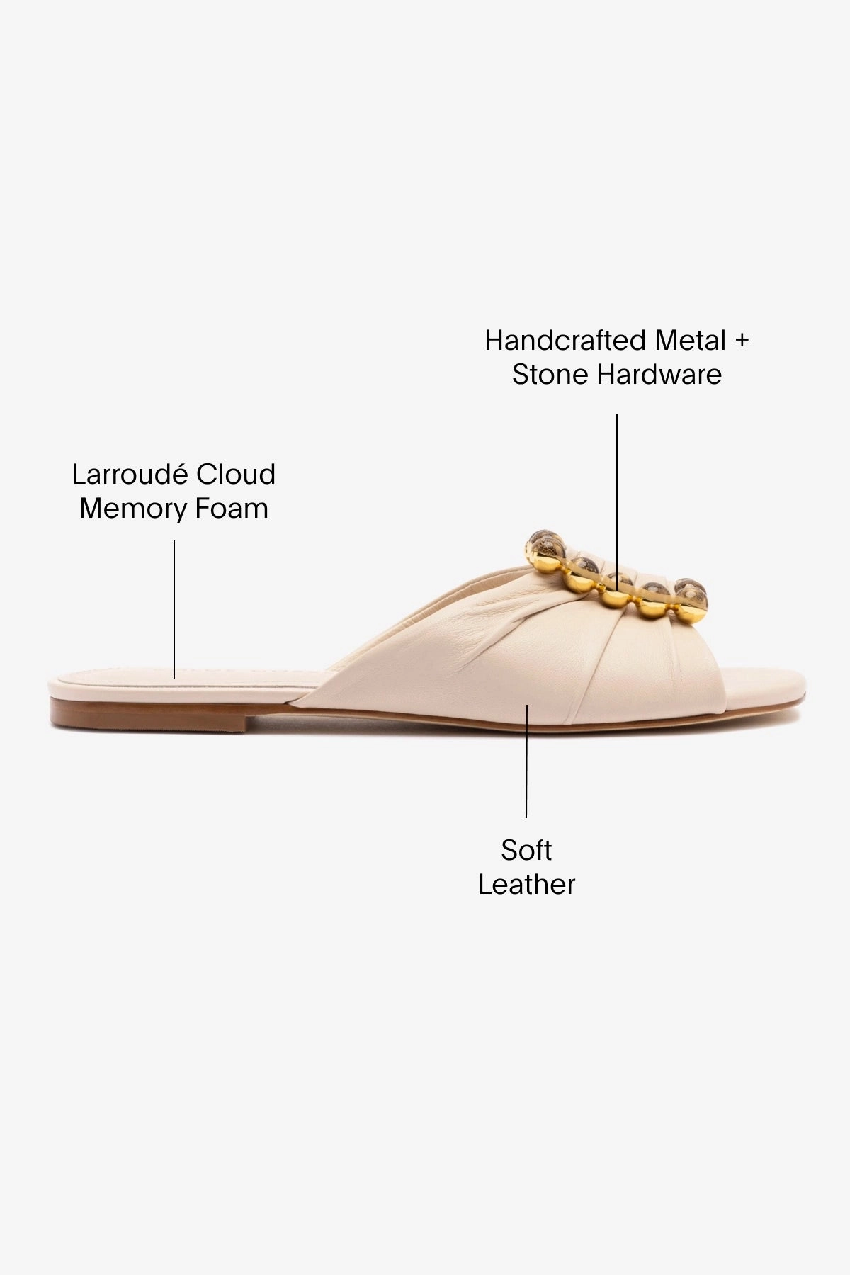 Chloe Gosselin by Larroud?? Nova Flat In Puff Cream Leather Breathable Material