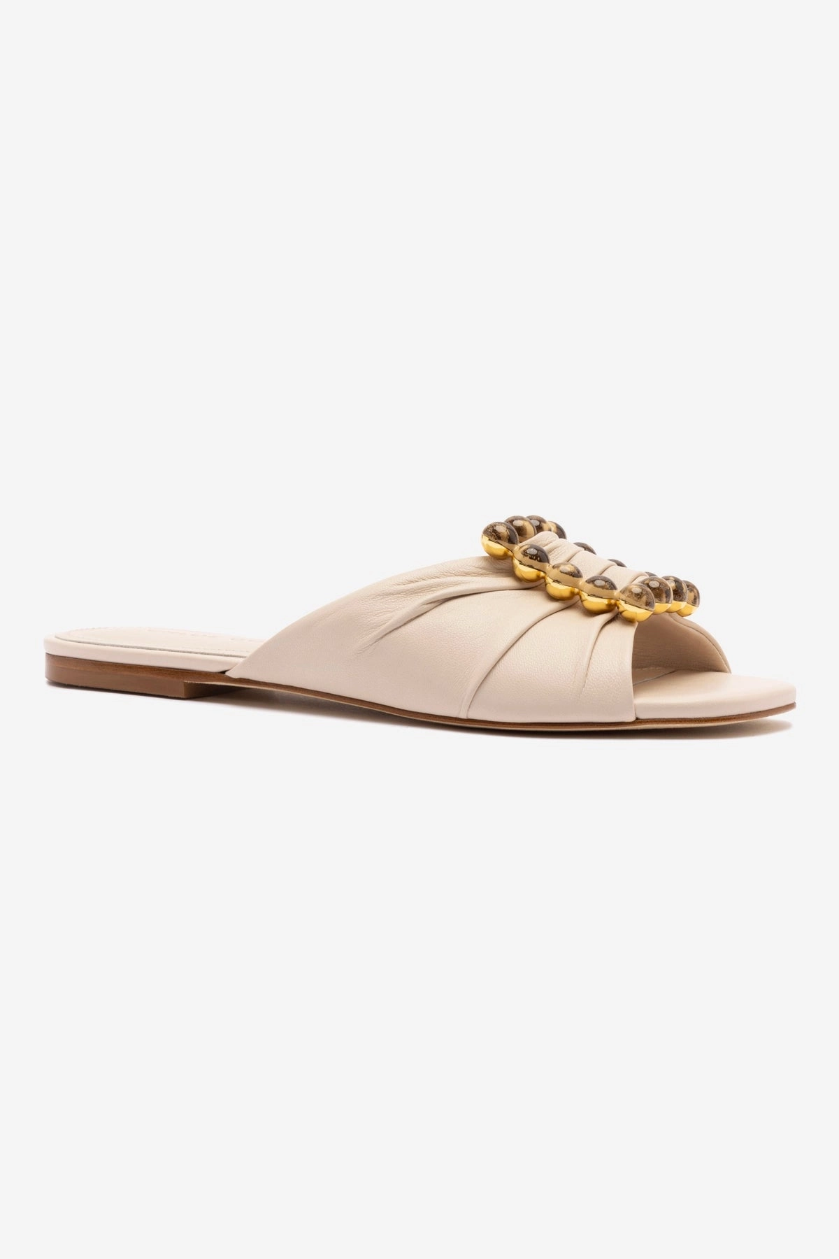 Chloe Gosselin by Larroud?? Nova Flat In Puff Cream Leather Breathable Material