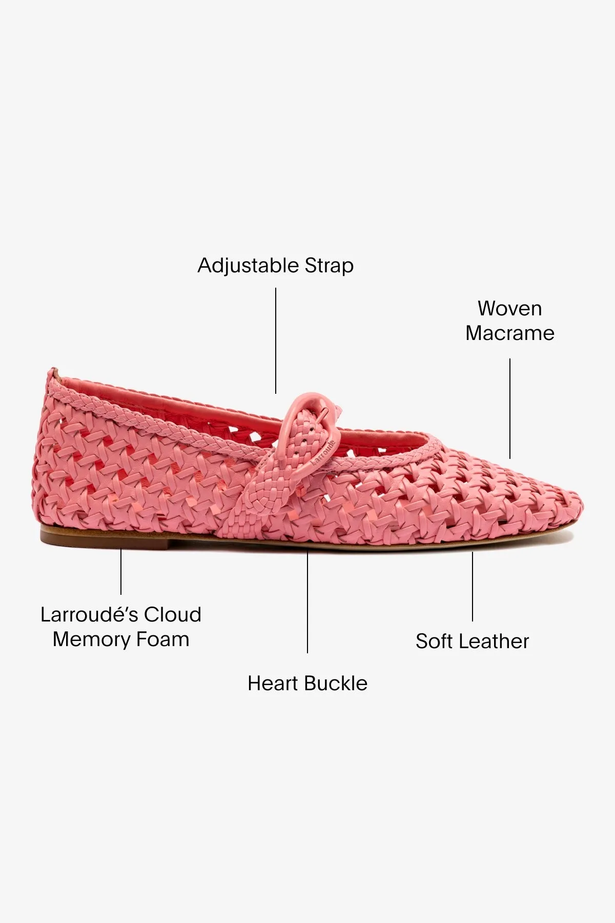 City Stride Verona Macrame Ballet Flat In Sorbet Pink Leather