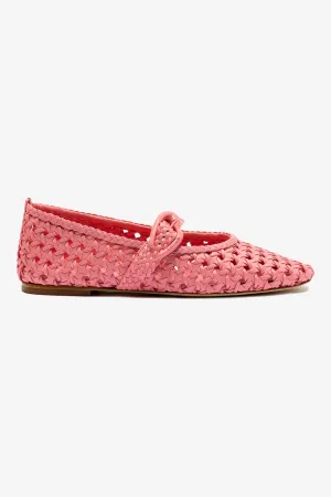 Verona Macrame Ballet Flat In Sorbet Pink Leather Practical Comfort Trendy Comfort