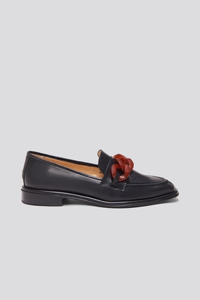 Reptile Print Alma Loafer in Black/Amber