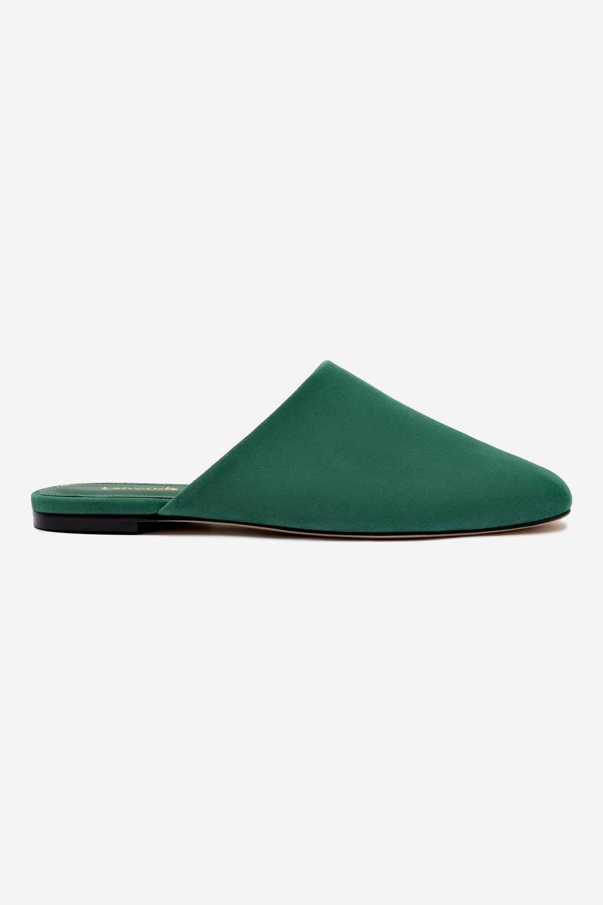 Comfortable Support Venice Flat Mule and Pouch Kit In Emerald Suede