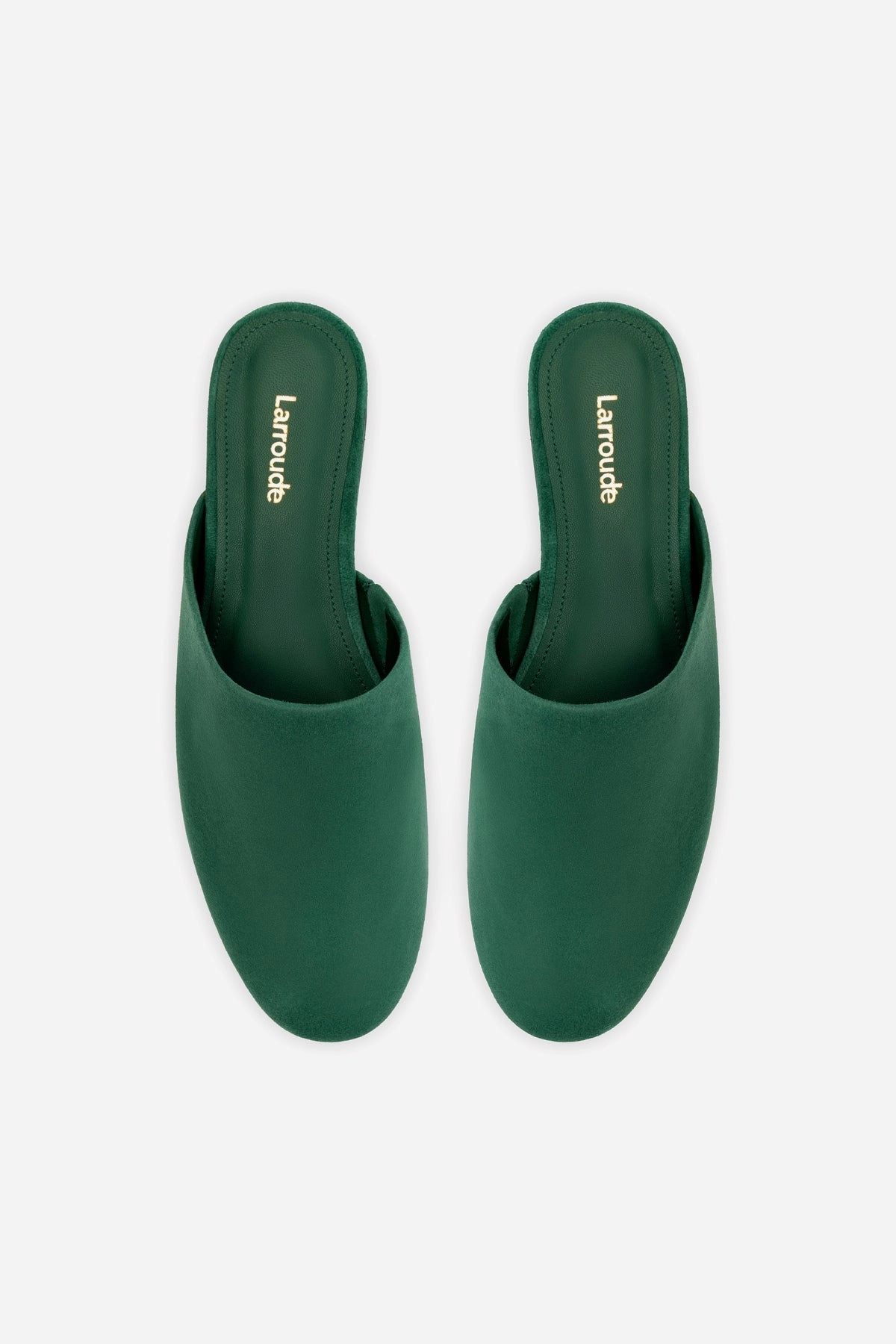 Comfortable Support Venice Flat Mule and Pouch Kit In Emerald Suede