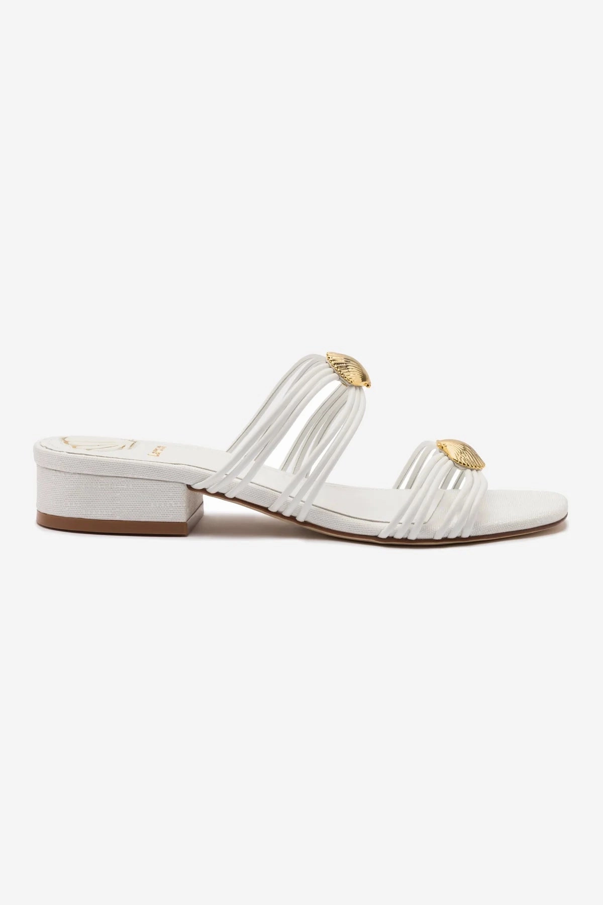 Shelly Flat Mule In White Leather Elegant Fit