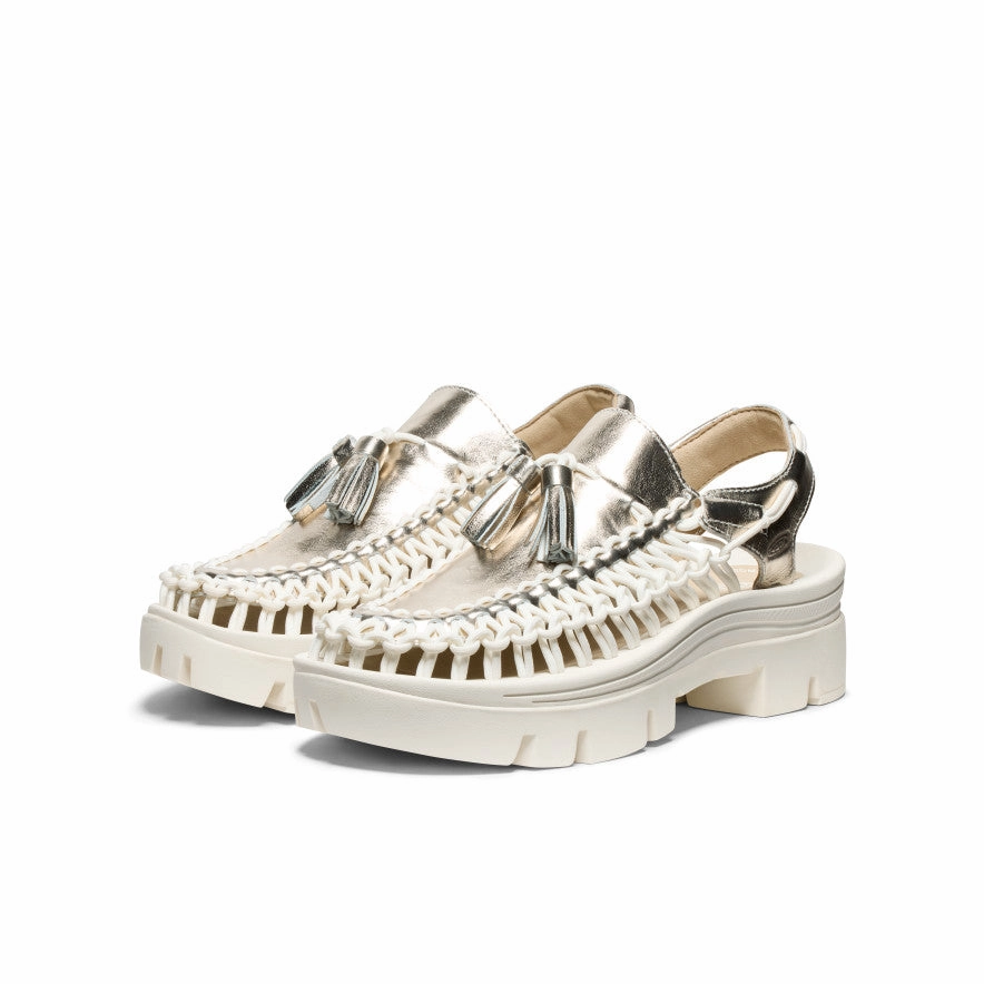 Comfy Glide All Gender UNEEK PLT Tassel Sneaker  |  Champagne Gold/Star White