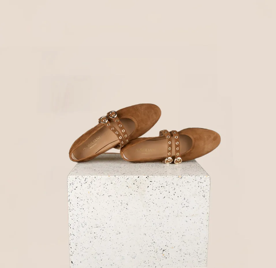 Como 2 Buckle - Amaretto Suede Shock absorption