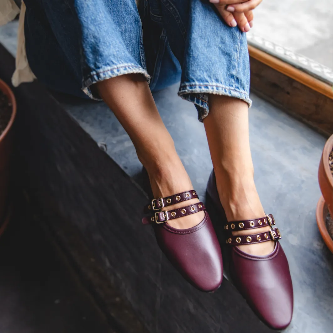 Como 2 Buckle - Wine Leather Business casual